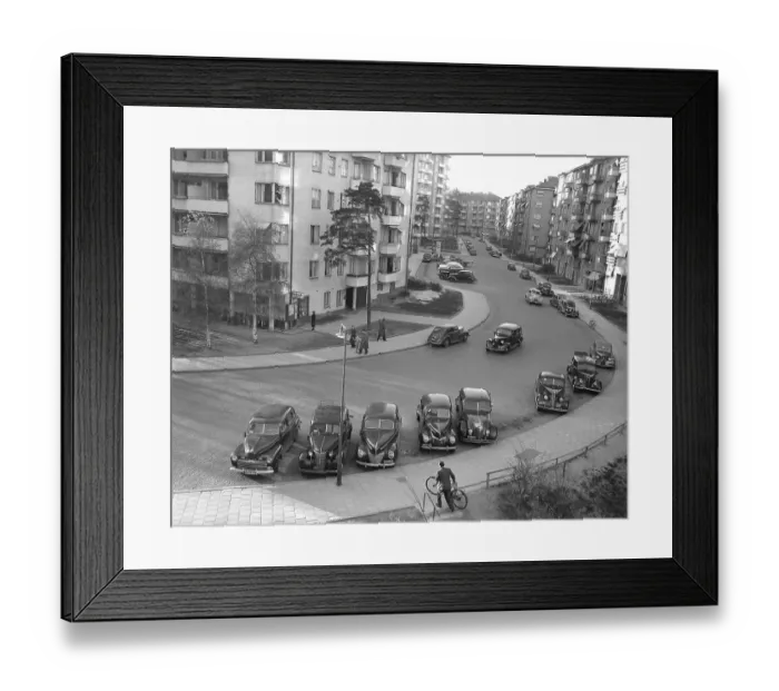 Framed Print : Rindoegatan in Stockholm 1948. A street in the Ladugardsgaerdet district
