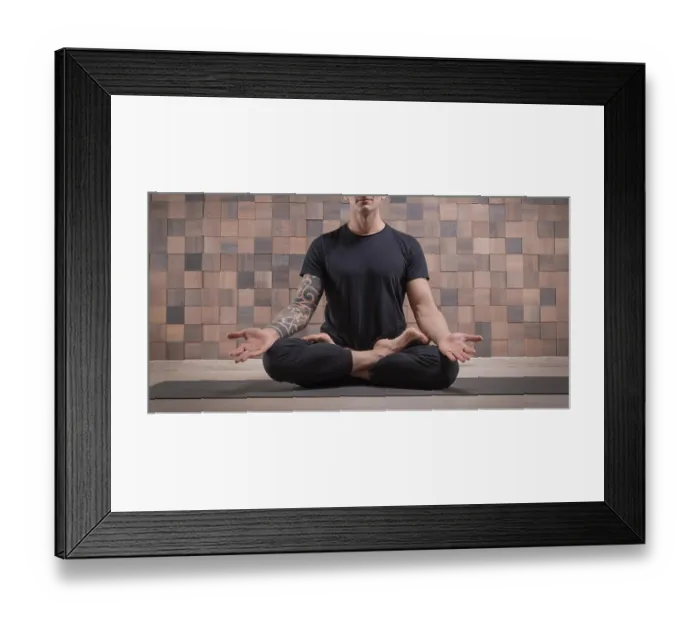 Framed Print : Adult man performs asana exercises