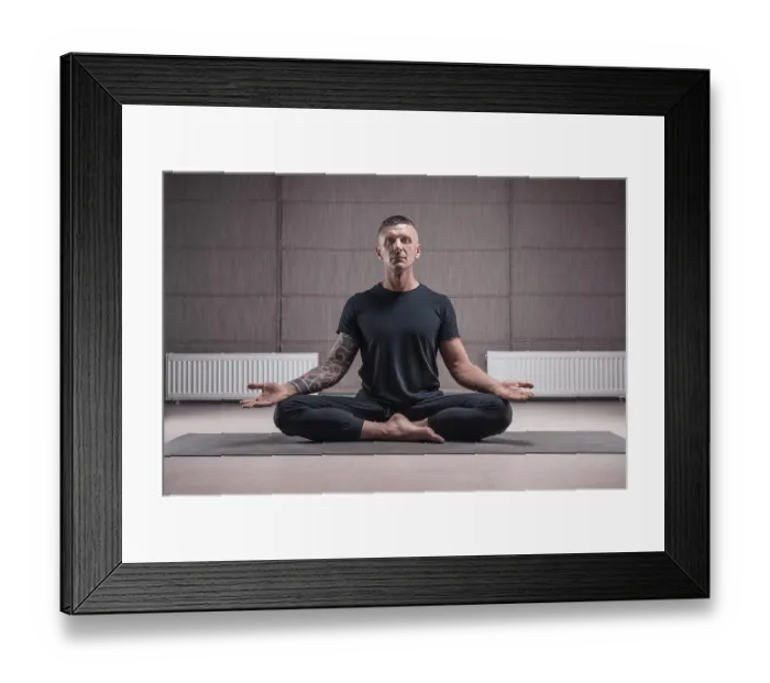 Framed Print : Adult man performs asana exercises