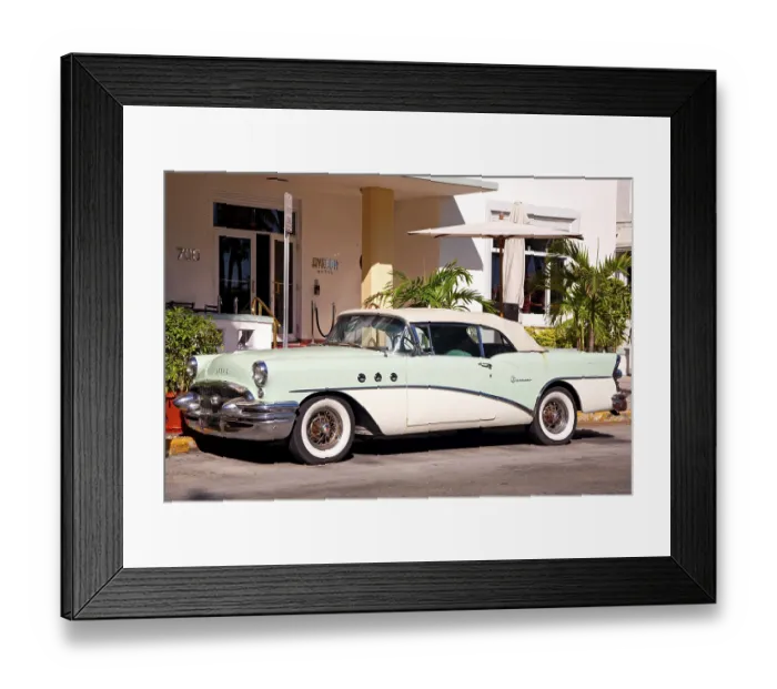 Framed Print : Vintage cars, Art Deco District around Ocean Drive in Miami Beach Framed Print : Vintage cars, Art Deco District around Ocean Drive in Miami Beach