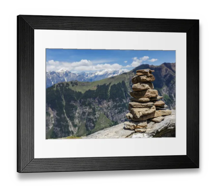 Framed Print : Stone cairn in Himalayas. Near Manali Framed Print : Stone cairn in Himalayas. Near Manali