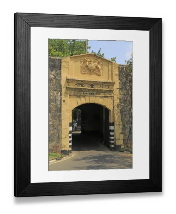 Framed Print : Main gate entrance in walls of historic Fort Frederick