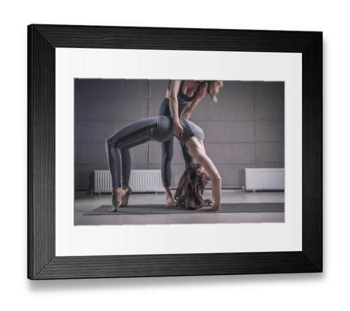 Framed Print : Image of instructor and student at yoga place Framed Print : Image of instructor and student at yoga place
