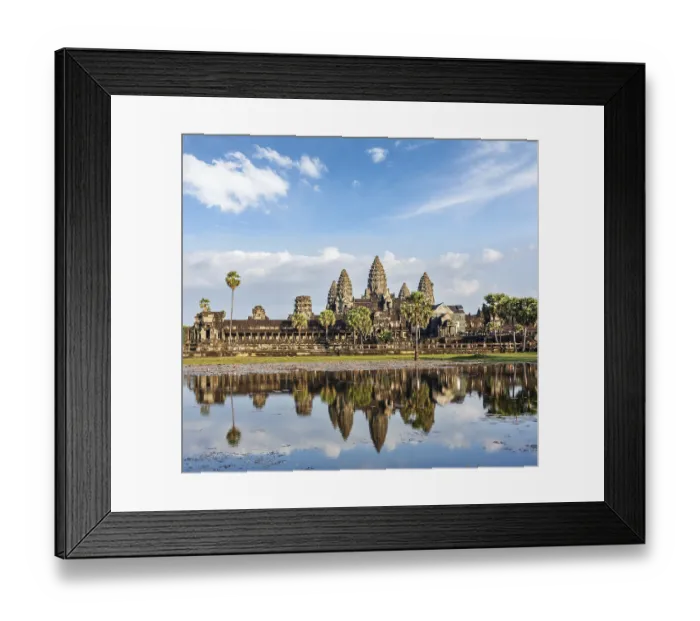 Framed Print : Cambodia landmark Angkor Wat with reflection in water