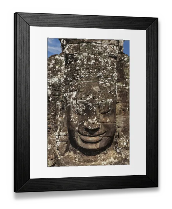 Framed Print : Ancient stone face of Bayon temple Framed Print : Ancient stone face of Bayon temple