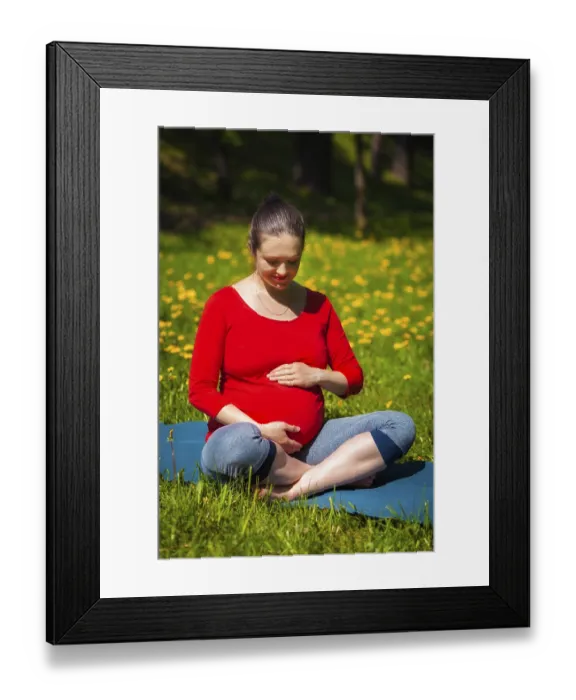 Framed Print : Pregnancy yoga exercise Framed Print : Pregnancy yoga exercise