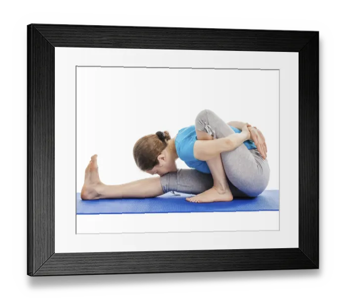 Framed Print : Yoga, young beautiful slender woman yoga instructor doing Forward Bends Sage Twist A pose (Marichyasana A)