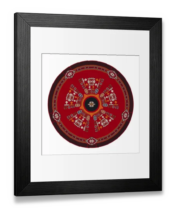 Framed Print : Traditional Kilim round decorative element