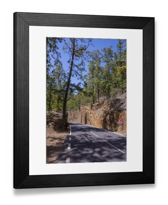 Framed Print : Beautiful forest road on the way up to the Teide Natural Park in Tenerife