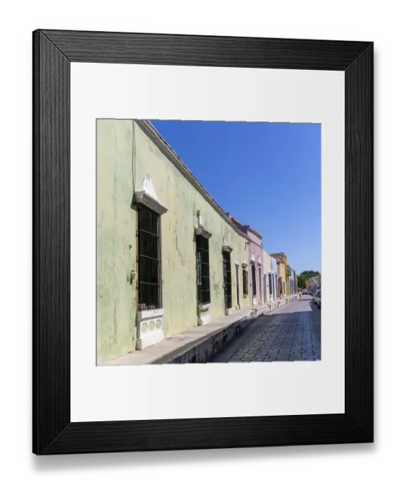 Framed Print : Row of colourful Spanish colonial buildings