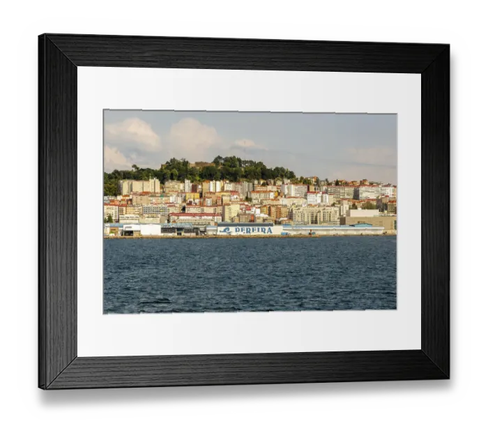 Framed Print : View of city and port from the sea Ria de Vigo estuary