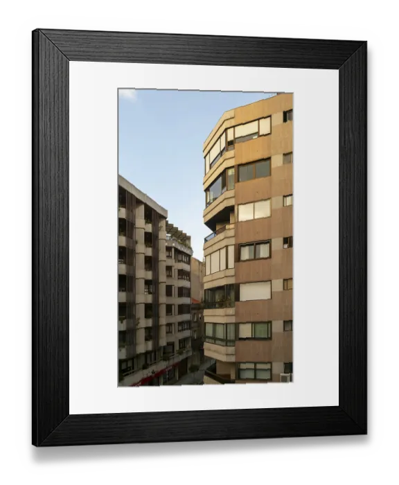 Framed Print : Modern apartment housing in city centre of Edificio Vicente Suarez