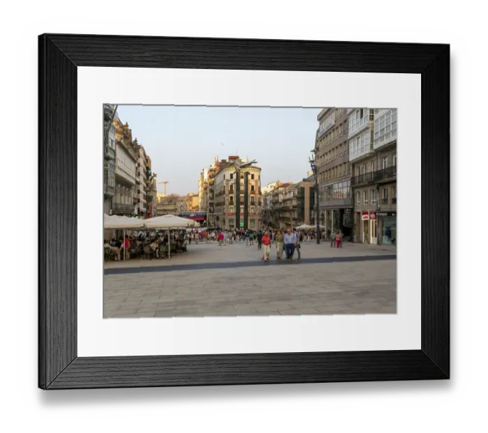 Framed Print : People in pedestrianised central square Framed Print : People in pedestrianised central square
