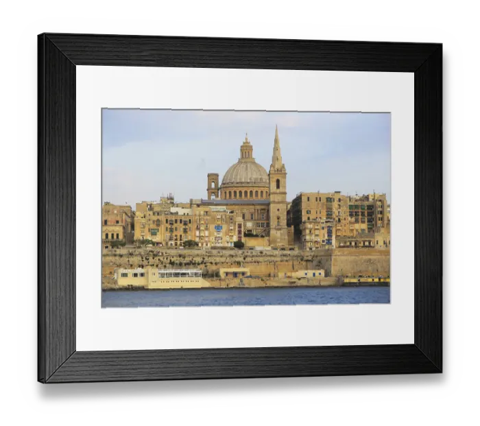 Framed Print : Soft evening light on buildings and churches Valletta