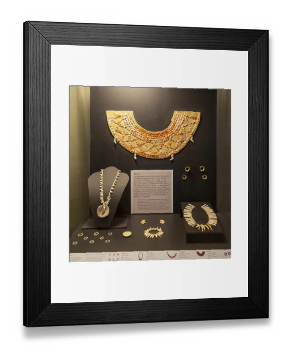 Framed Print : Shell necklaces from Calakmul, Mayan archaeological museum