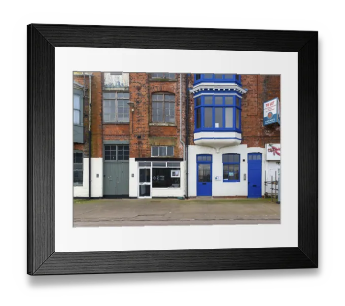Framed Print : Renovated refurbished properties art gallery and To Let Grimsby docks Framed Print : Renovated refurbished properties art gallery and To Let Grimsby docks