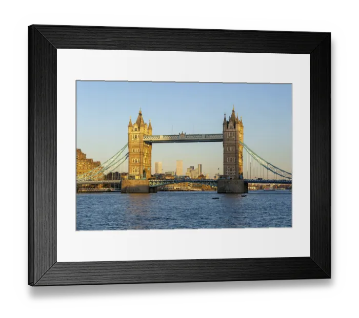 Framed Print : Tower Bridge in sunshine at dusk