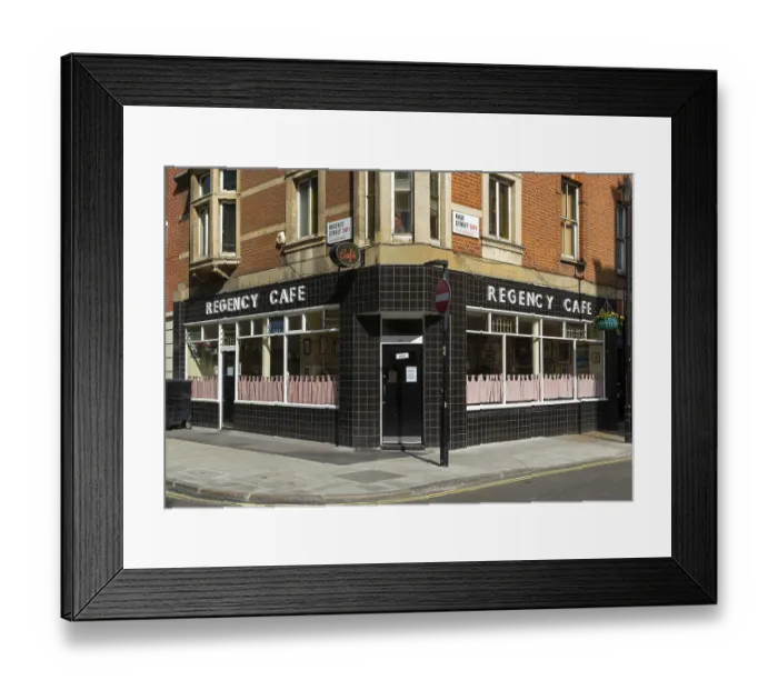 Framed Print : Regency cafe, Regency Street and Page Street corner