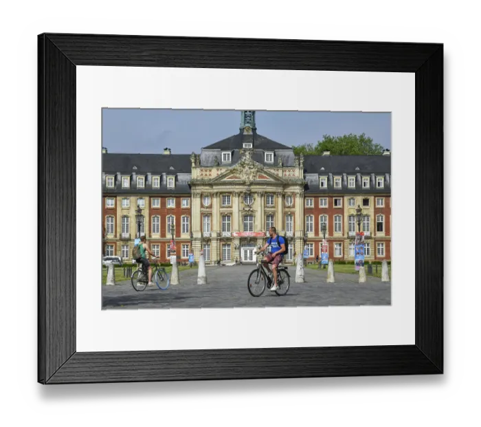 Framed Print : Cyclist, Palace, Main Building Westfaelische Wilhelms-Universitaet