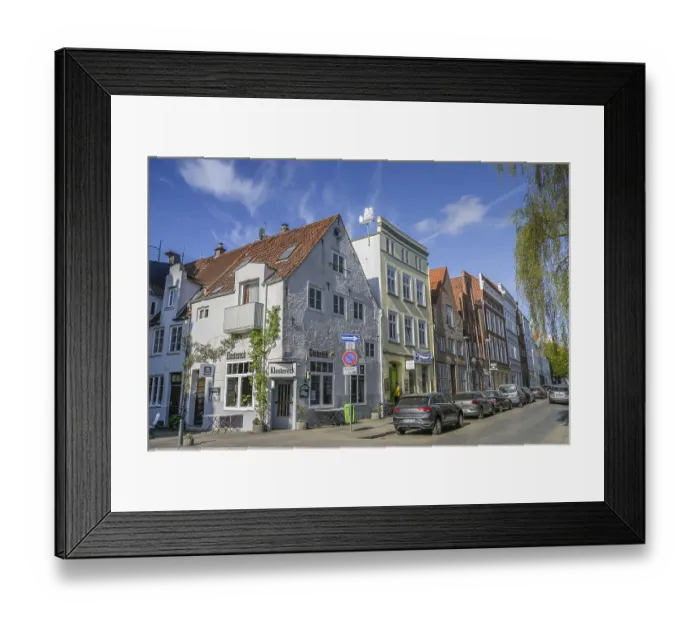 Framed Print : Residential buildings, Klostereck music pub