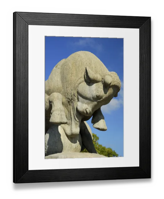 Framed Print : Stone sculpture of Stier, Zuerch