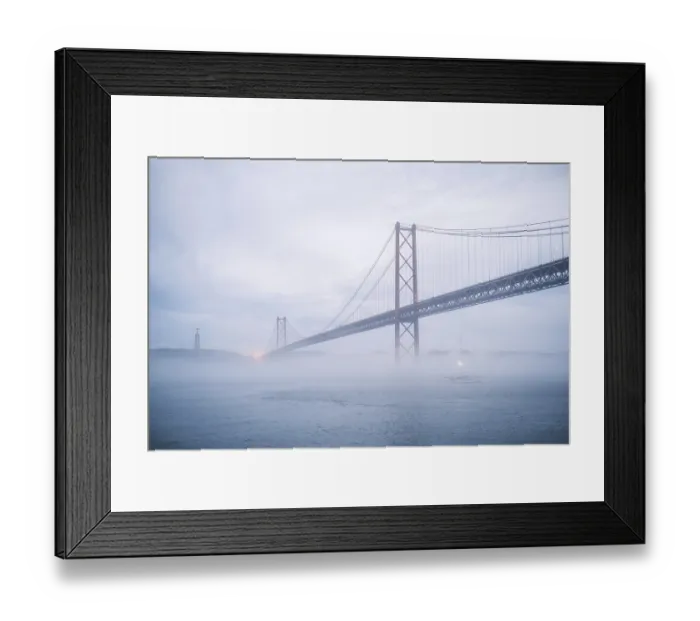 Framed Print : View of 25 de Abril Bridge famous tourist landmark of Lisbon connecting Lisboa