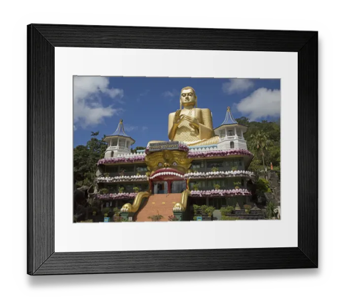 Framed Print : Giant Golden Buddha statue at Dambulla cave temple complex Framed Print : Giant Golden Buddha statue at Dambulla cave temple complex