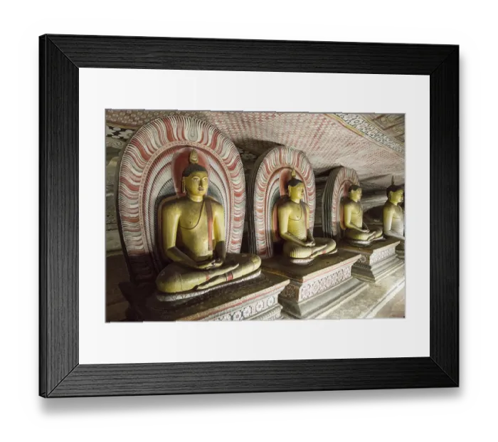 Framed Print : Buddha figures inside Dambulla cave Buddhist temple complex