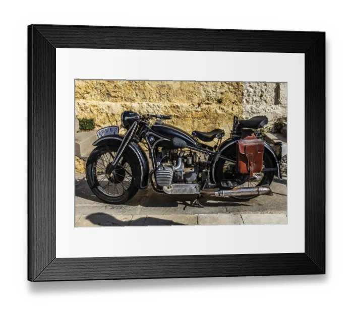 Framed Print : Vintage motorbike in Old Town alley