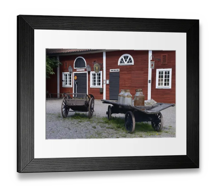 Framed Print : Cart with milk cans, Scandinavia