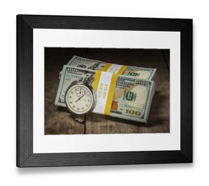 Framed Print : Time is money loan concept background