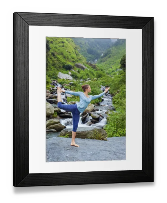 Framed Print : Yoga outdoors, woman doing yoga asana Natarajasana Framed Print : Yoga outdoors, woman doing yoga asana Natarajasana