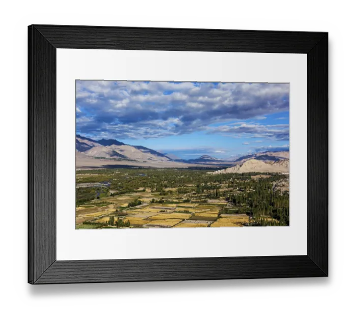 Framed Print : View of Indus valley from Thiksey gompa in Himalayas