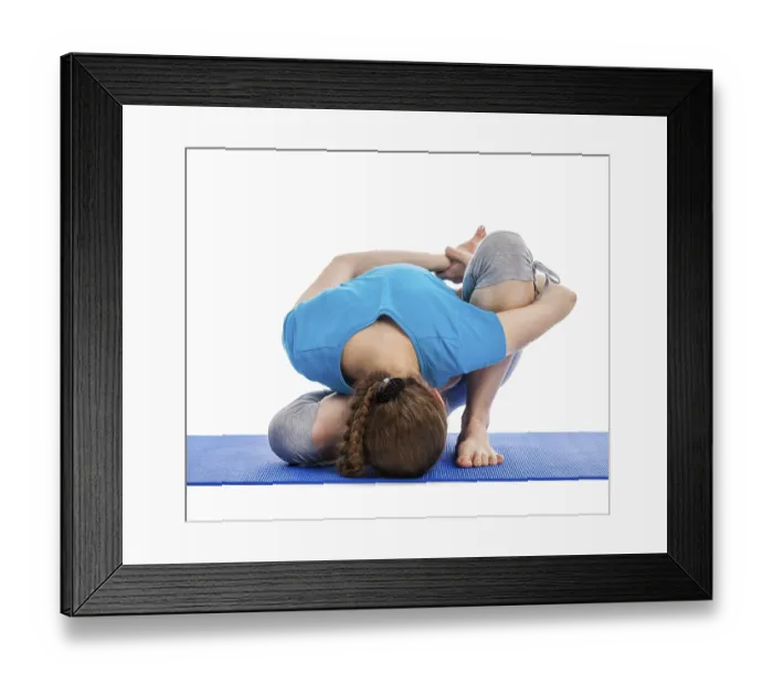 Framed Print : Yoga, young beautiful slender woman yoga instructor doing Forward Bends Sage Twist B pose (Marichyasana B)