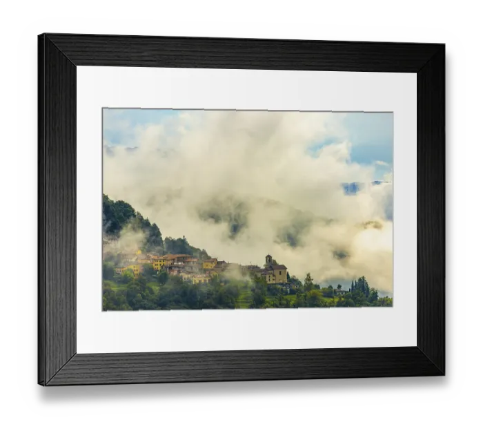 Framed Print : Alpine Village Aranno in the Clouds with Mountain View in Ticino Framed Print : Alpine Village Aranno in the Clouds with Mountain View in Ticino