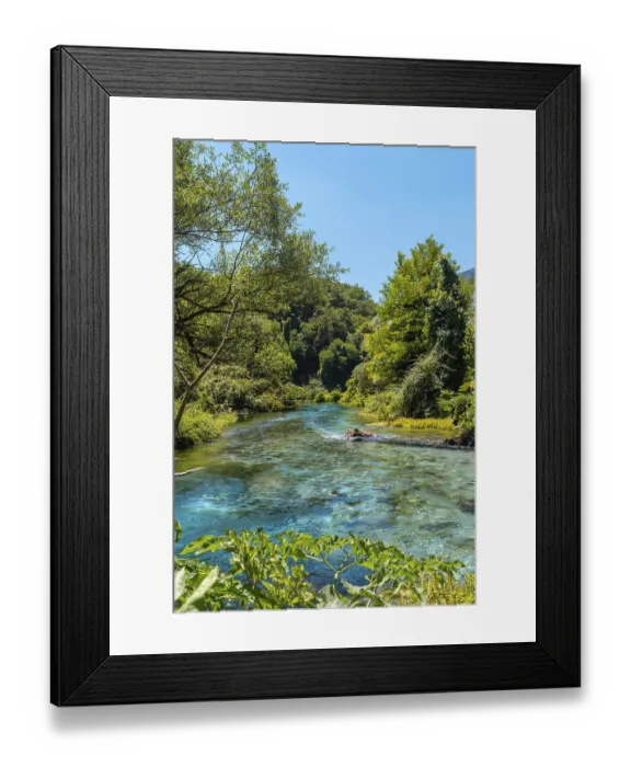 Framed Print : The Blue eye river, a natural phenomenon in the mountains of southern Albania