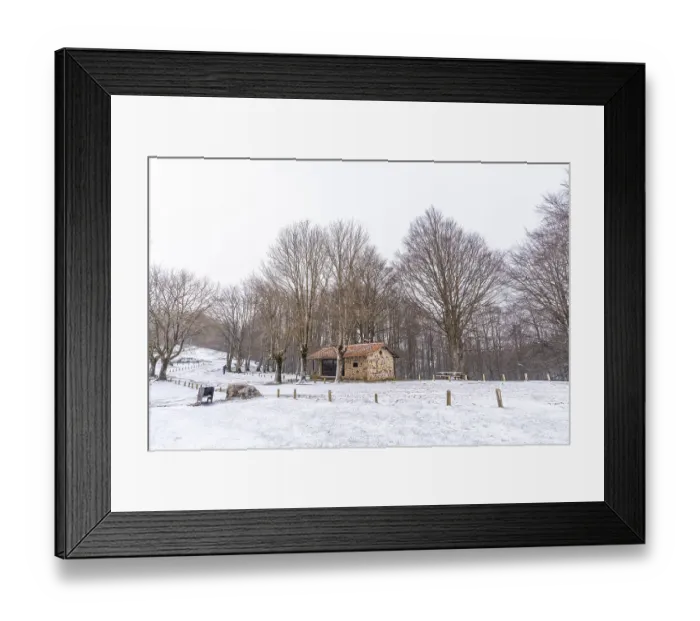 Framed Print : A refuge among trees on the ascent to Mount Aizkorri in Gipuzkoa