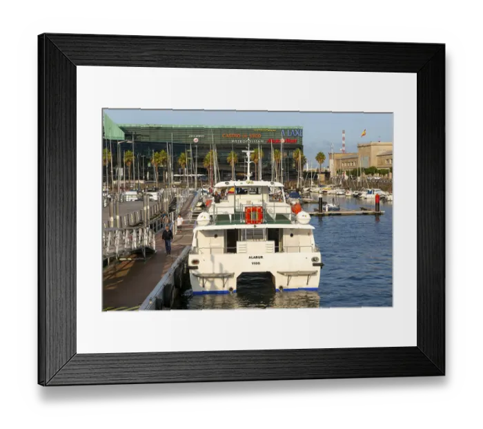 Framed Print : Ferry and sailing yachts in marina Framed Print : Ferry and sailing yachts in marina