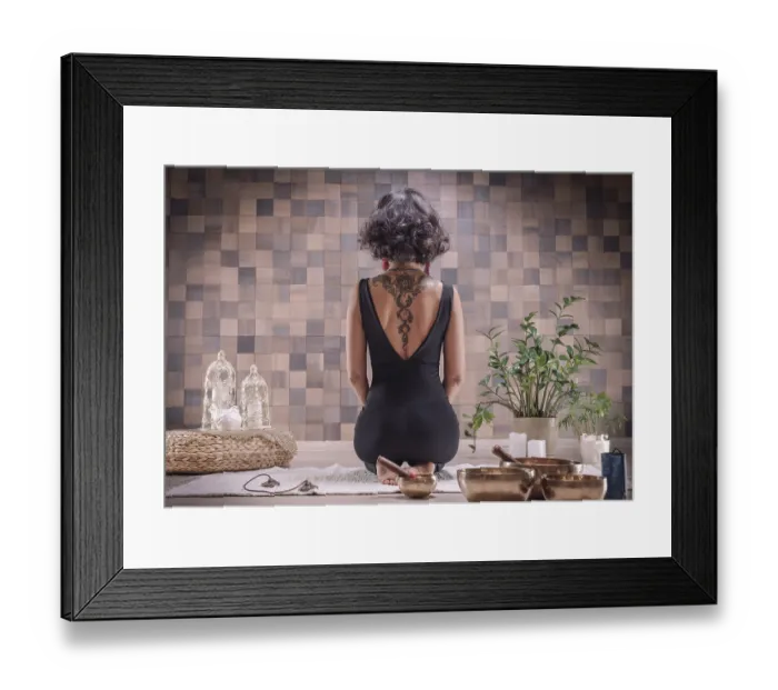 Framed Print : Image of an adult woman in yoga place Framed Print : Image of an adult woman in yoga place