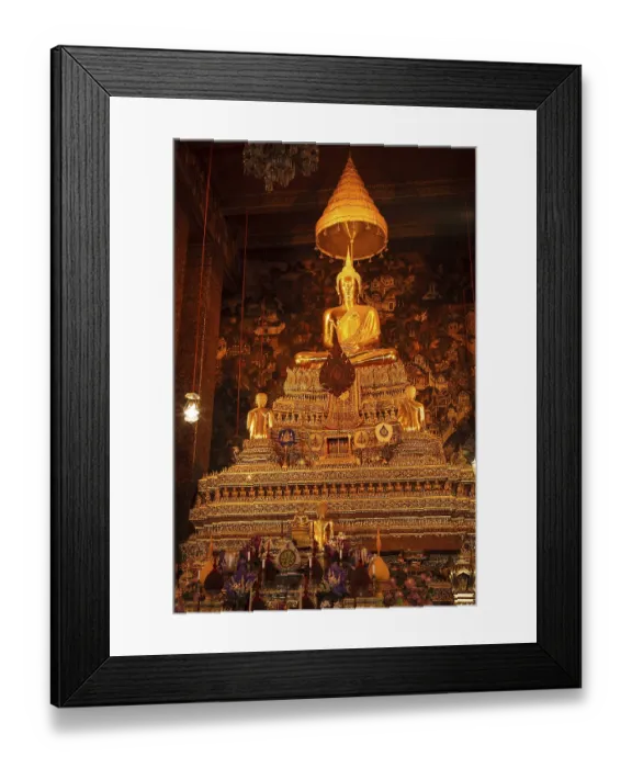 Framed Print : Sitting Buddha Gold Statue in Buddhist Temple