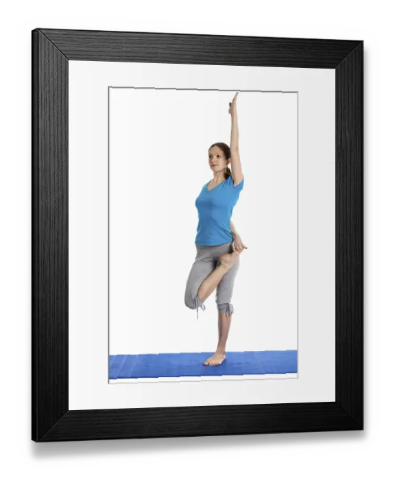 Framed Print : Yoga, young beautiful woman yoga instructor preparing for Half Bound Lotus Standing Forward Bend