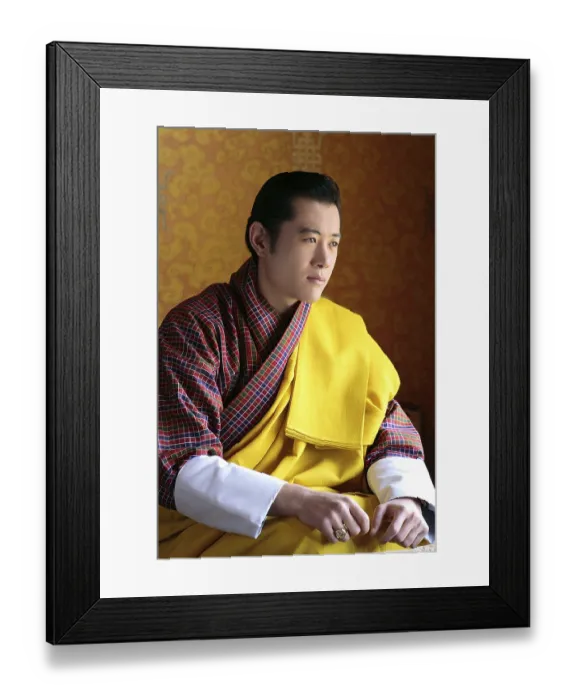 Framed Print : King Khesar (pronounced Gesar) is the eldest son of the fourth and previous Dragon King of Bhutan