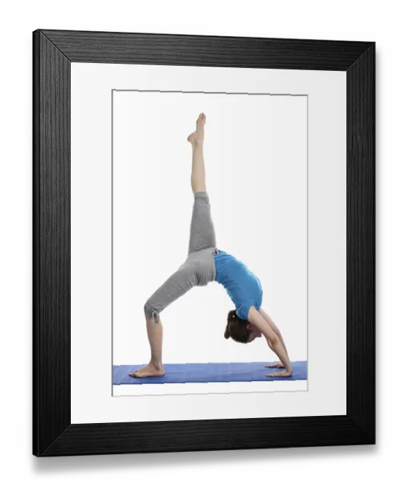 Framed Print : Yoga, young beautiful woman yoga instructor doing Wheel Pose with one leg lifted straight up (Eka Pada Chakrasana)