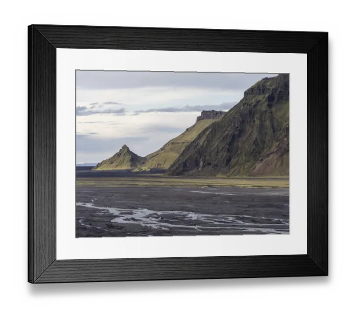 Framed Print : Moss-covered volcanic mountain landscape Framed Print : Moss-covered volcanic mountain landscape