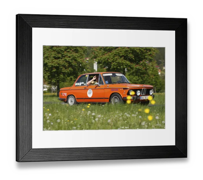 Framed Print : Vintage BMW car, Sachs Franken Classic Oldtimer-Tour Rally