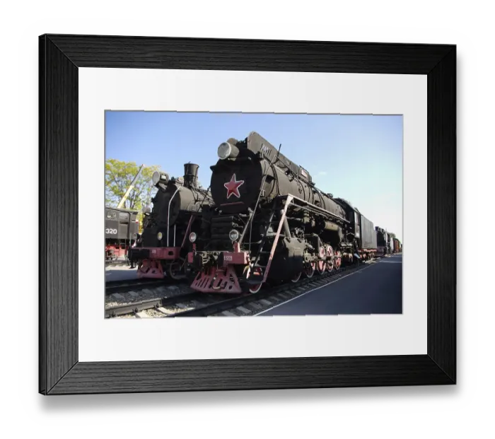 Framed Print : Novosibirsk, Russia - July 20, 2018: Vintage steam locomotive