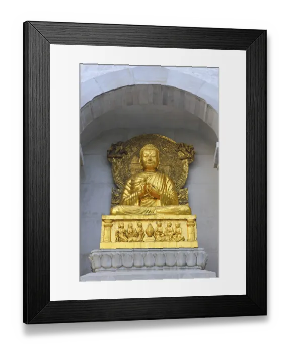 Framed Print : Golden statue of lord Gautam Buddha