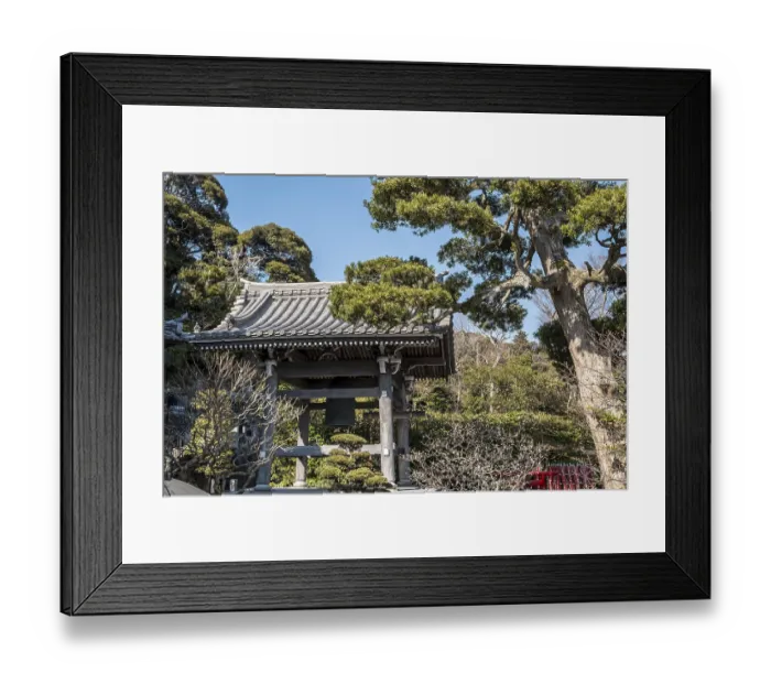 Framed Print : Japanese temple with bell tower and traditional architecture