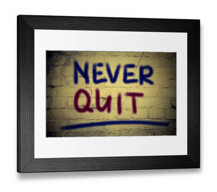 Framed Print : Never Quit Concept