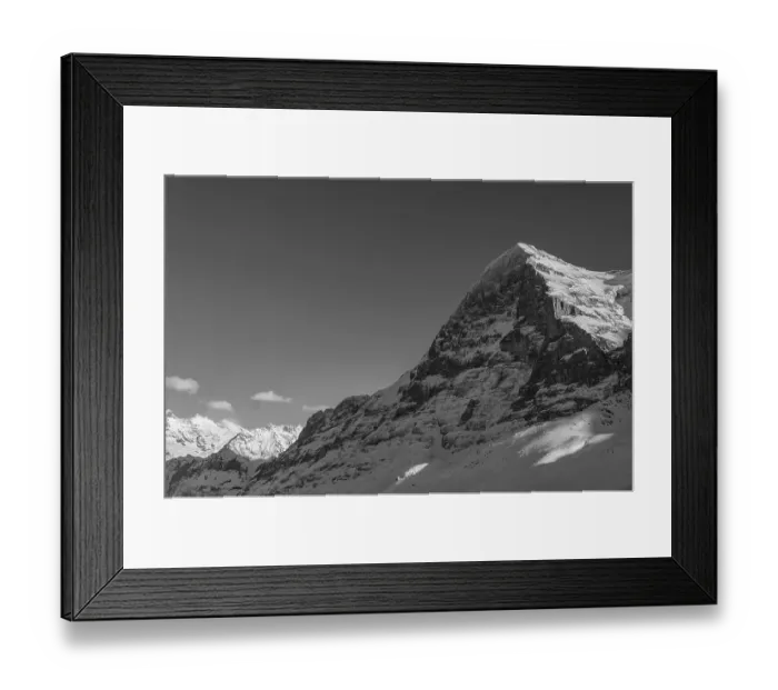 Framed Print : Snowcapped Mountain Peak Eiger North Face at 3970 Meter High in a Sunny Winter Day in Grindelwald